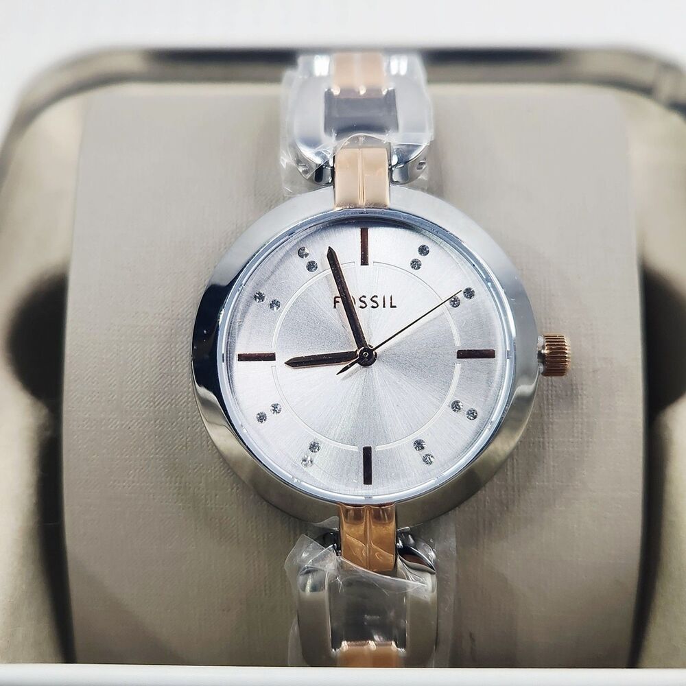 Fossil Kerrigan Crystals Rose Gold Silver Women's BQ3341 Watch